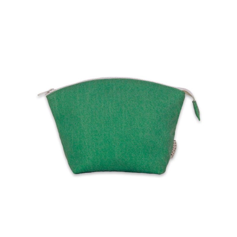 【Shell Cosmetic Bag】 gift selection - washed canvas green (large) - Toiletry Bags & Pouches - Other Materials Green