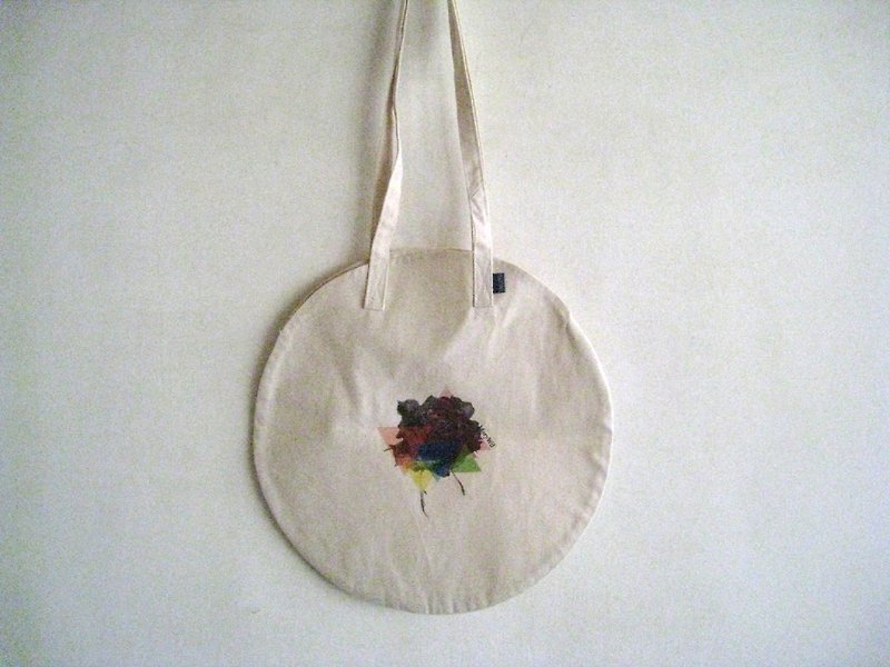 MaryWil圓形小文青環保袋-迷幻玫瑰 - 側背包/斜孭袋 - 其他材質 白色