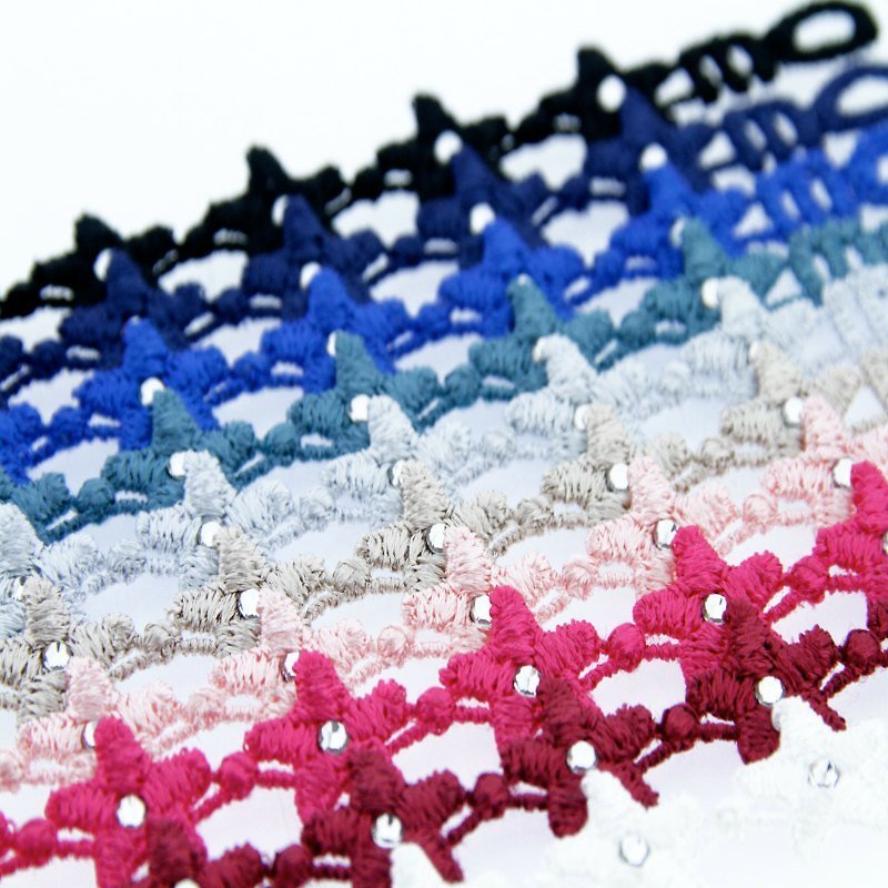 Missiu French lace embroidered lucky bracelet flashes incomparably courageous Swarovski rhinestone version!! - สร้อยข้อมือ - งานปัก หลากหลายสี