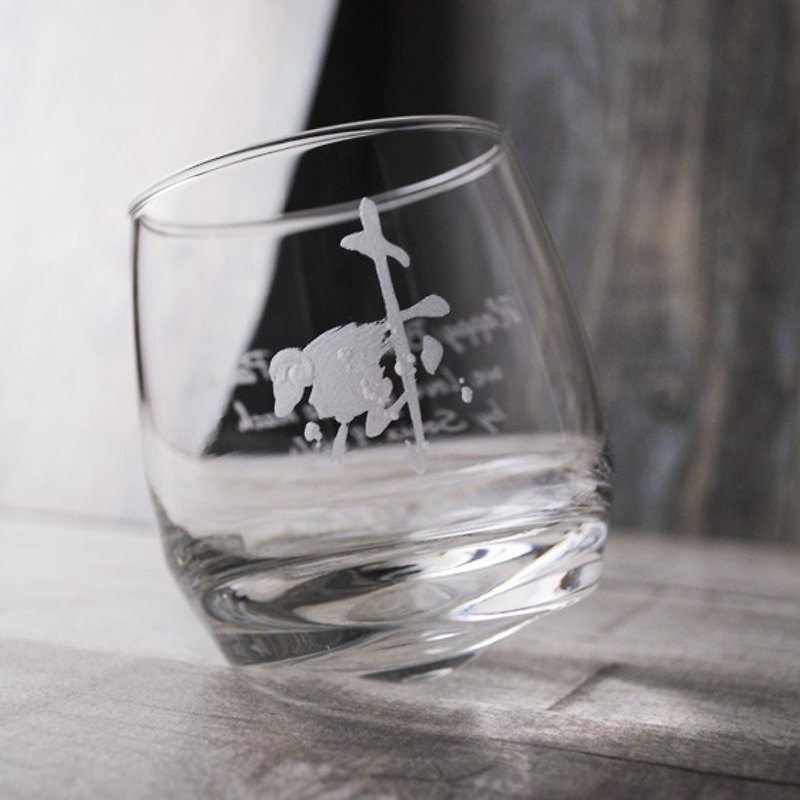 270cc【MSAラムギフト12旧正月記念版]ゾディアック - 羊のウイスキーカップ（底円錐できないフラット）誕生日の羊 - ワイングラス・酒器 - ガラス グレー