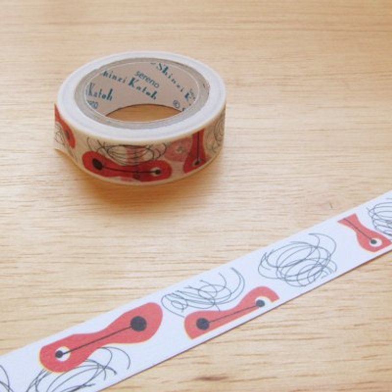 Shinzi Katoh Kato Shinji playful graffiti illustration paper tape (MKT6094) geometry - Washi Tape - Paper Red