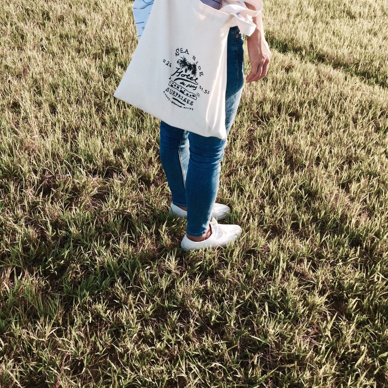雙用帆布袋|All you need is a canvas bag! 手工絹印 - 側背包/斜背包 - 其他材質 白色