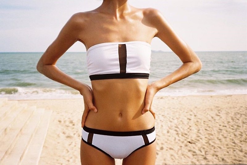 ชุุดว่ายน้ำ บิกีนี่ ทูพีซ รุ่น Mesh bikini set / สีขาว - ชุดว่ายน้ำผู้หญิง - วัสดุอื่นๆ ขาว