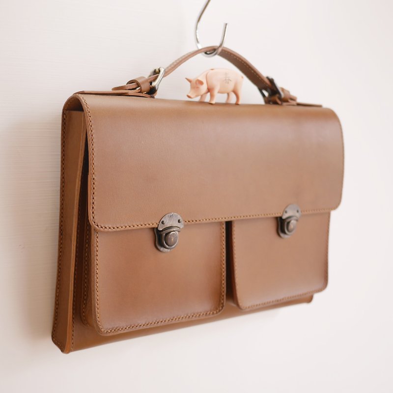 Dad's briefcase - Clutch Bags - Genuine Leather Brown