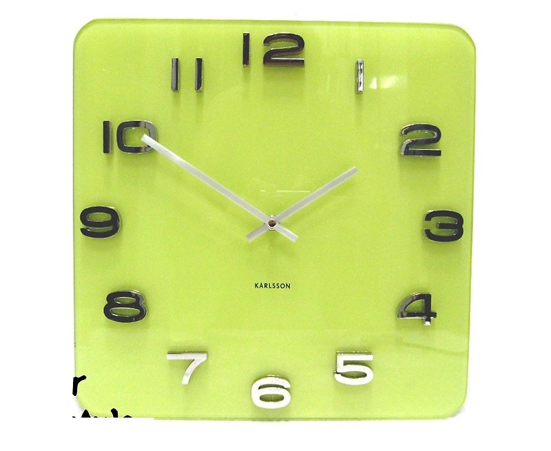 荷蘭Karlsson 玻璃淡黃色方形掛鐘 - 時鐘/鬧鐘 - 玻璃 黃色