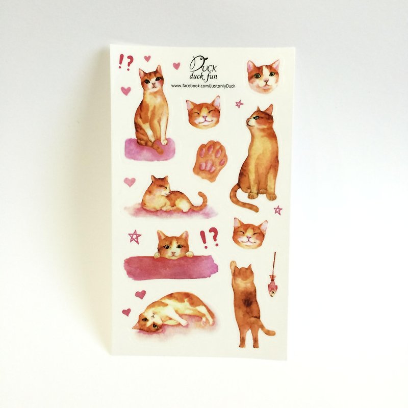 寵愛貓咪 透明貼紙 - 貼紙 - 紙 粉紅色