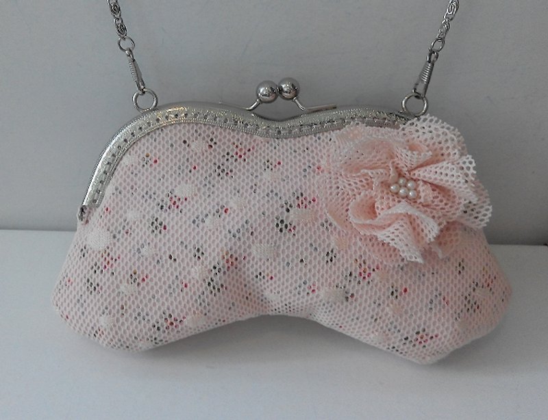 pinpin candy pink gold bag sunglasses bag clutch without chain - Other - Cotton & Hemp Pink
