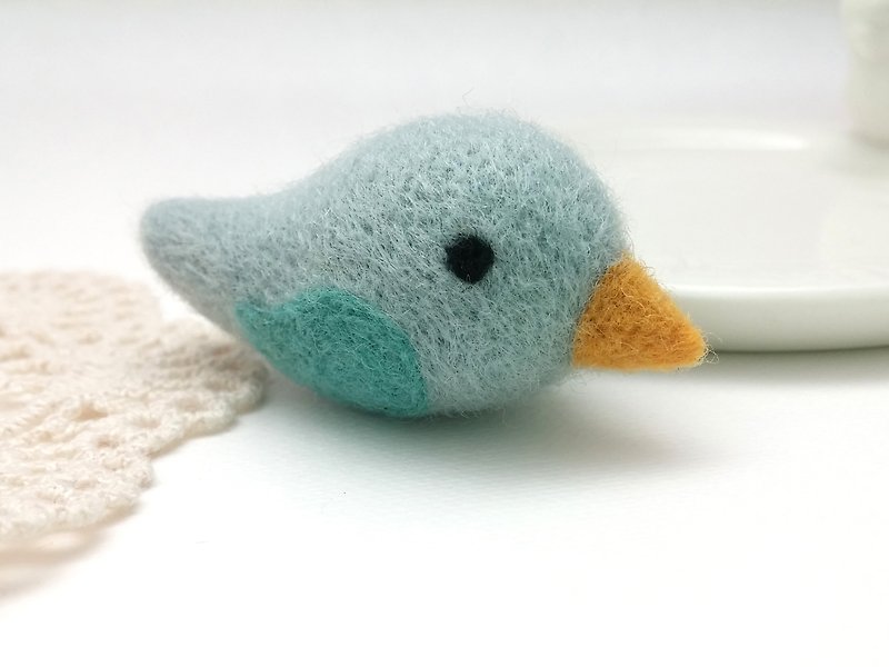 X ♥ HY ♥ hand-made wool felt happiness Bluebird Art keychain mobile phone strap - ที่ห้อยกุญแจ - ขนแกะ สีน้ำเงิน
