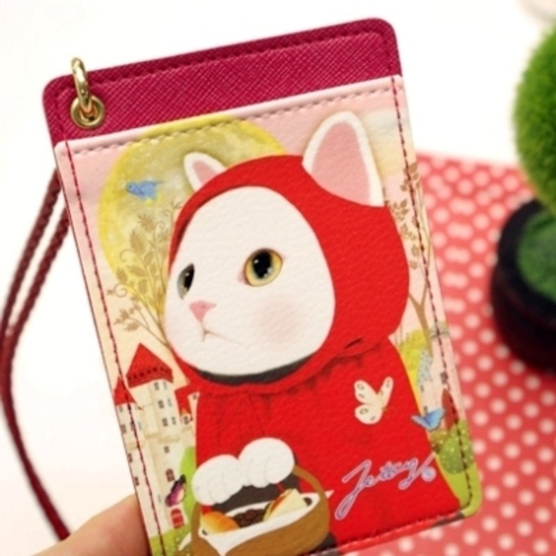 JETOY, Choo choo the second generation of the neck strap sweet cat logo _Red hood (J1312401) - ID & Badge Holders - Genuine Leather Red