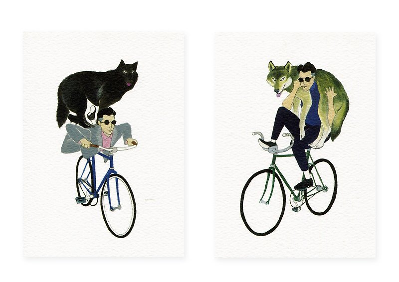 [Series] postcard set walking the dog - Cards & Postcards - Paper White