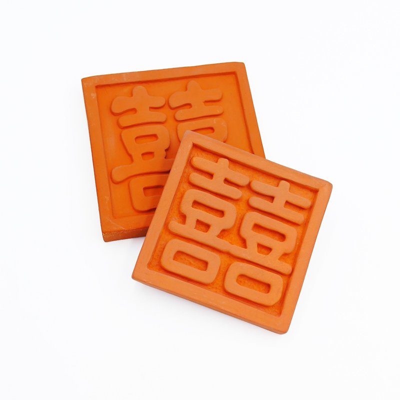 Shuangxi Brick Carved Water-Absorbent Coaster (Large/Small) - ที่รองแก้ว - วัสดุอื่นๆ 