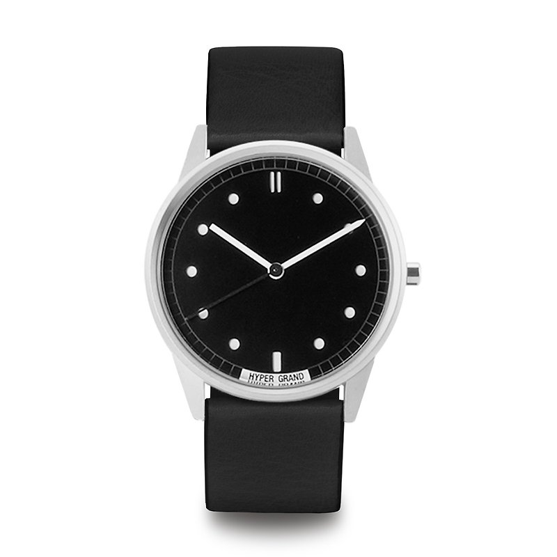 HYPERGRAND - 01基本款系列 - 銀黑錶盤黑皮革 手錶 - 男錶/中性錶 - 其他材質 黑色