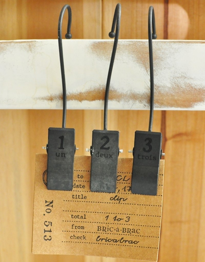 [日本Decole]骨董品123レトロなスタイリングセットスタイル吊りクリップ - クリアファイル - 金属 グレー