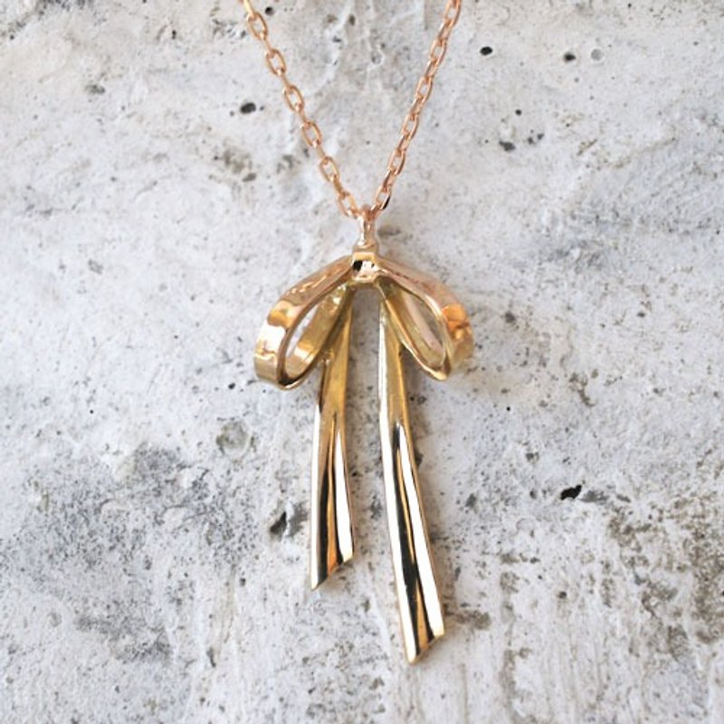 Ribbon necklace (K18PG) - สร้อยคอ - โลหะ สีทอง