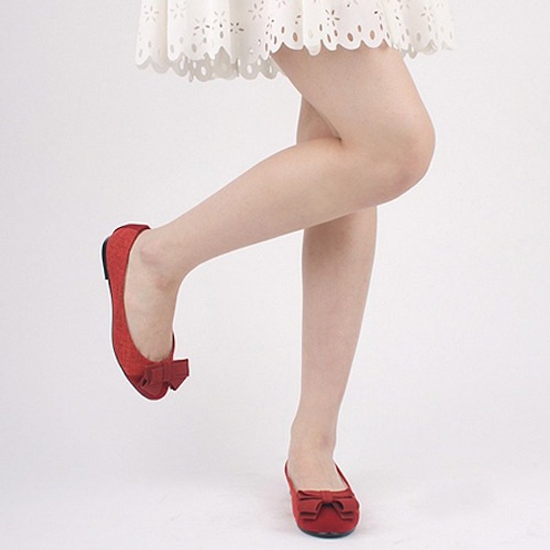 【Korean trend】SPUR Ladyish rubans flats FS8010 RED - รองเท้าลำลองผู้หญิง - วัสดุอื่นๆ สีแดง