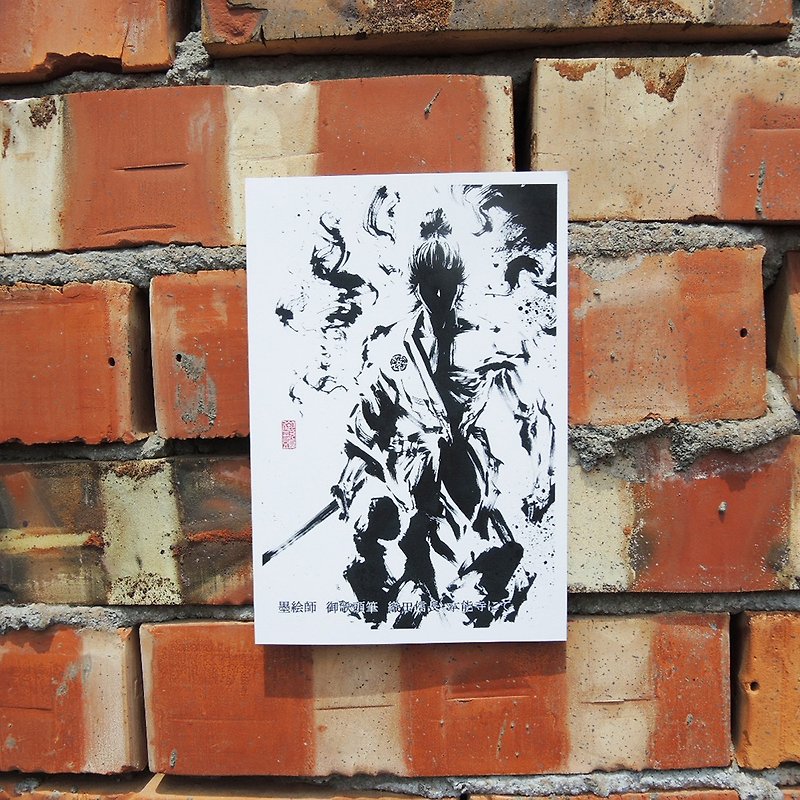 【Oda Instinct Temple Change-2】-Ink painting postcard/Japanese Warring States/Hand-painted/Ink painting/Collection/General - Cards & Postcards - Paper Black