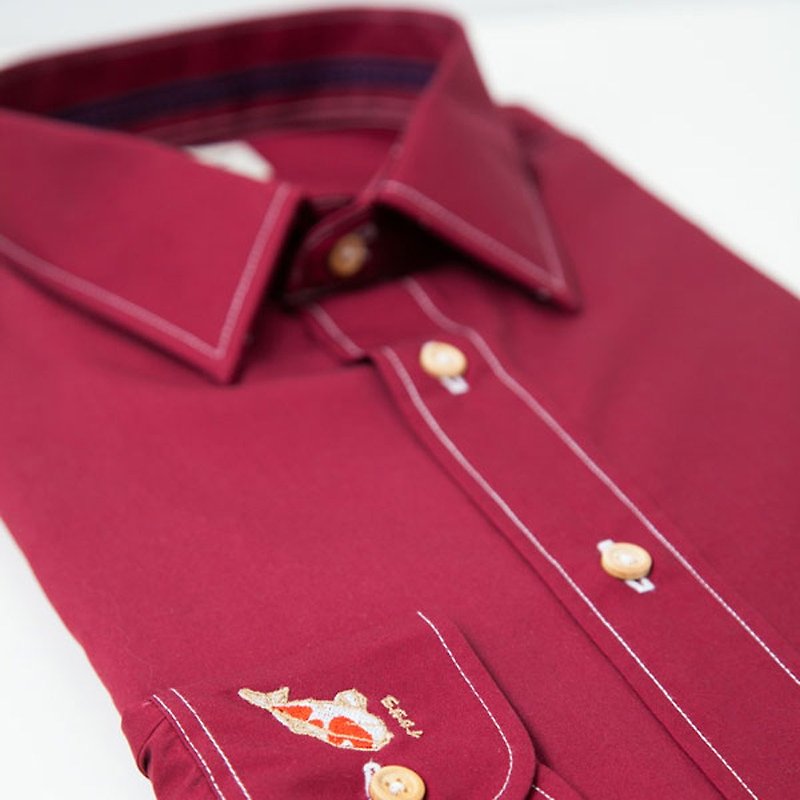 Men shirt: Slim-Normal collar - Men's Shirts - Cotton & Hemp Red