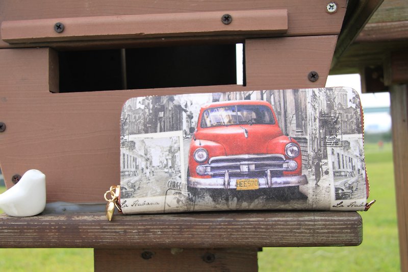 Handmade Gifts "double sandwich long list" retro cars wallet long clip / New Year Valentine's Day gift exchange - Wallets - Other Materials Red