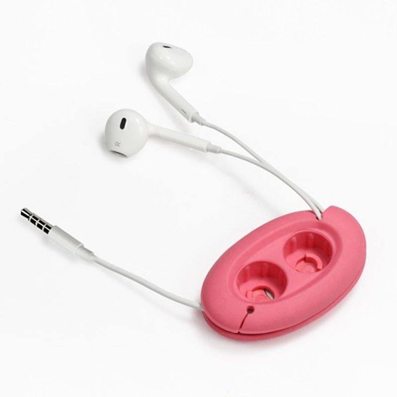 【CARD】耳塞式重低音3.5mm耳機收納組(粉紅色)/含創意強力磁扣 - 耳機保護套/殼 - 塑膠 粉紅色