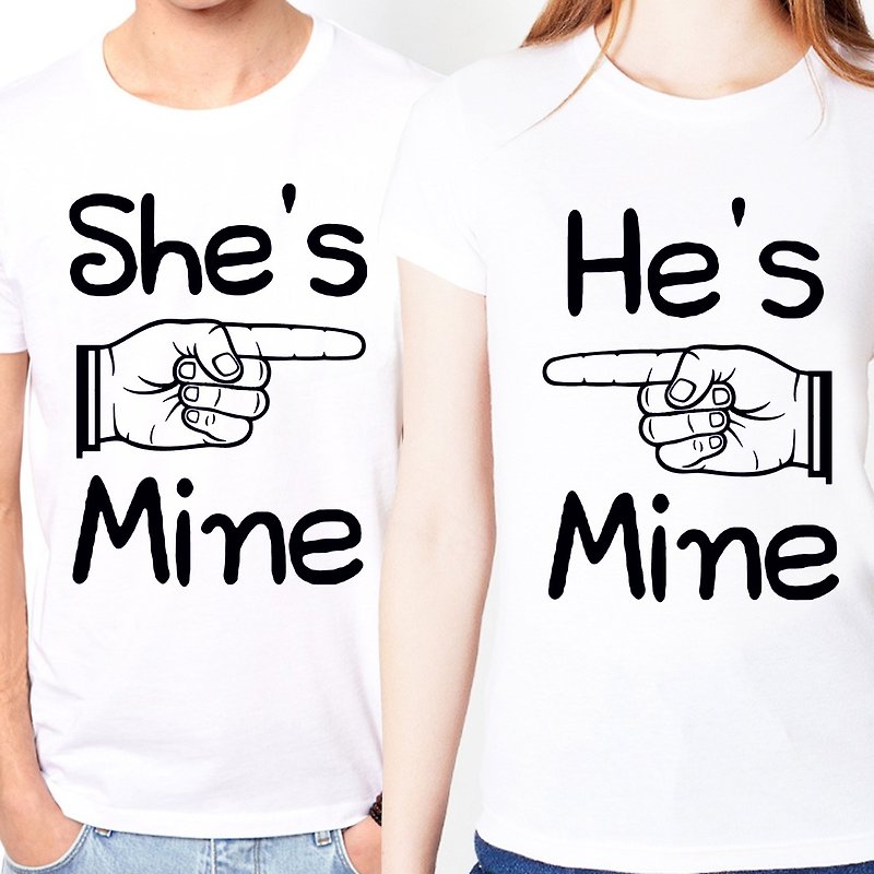 She's (He's) Mine white t shirt - เสื้อผู้หญิง - ผ้าฝ้าย/ผ้าลินิน ขาว