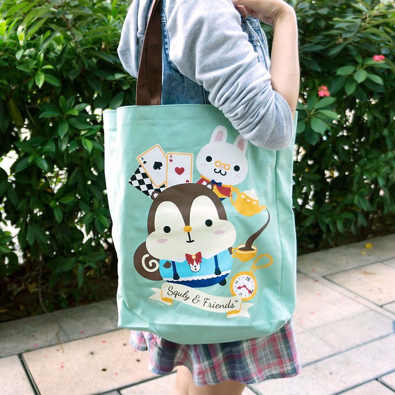 Squly Canvas Tote Bag (Alice in Wonderland) - E019SQB - Handbags & Totes - Other Materials Blue