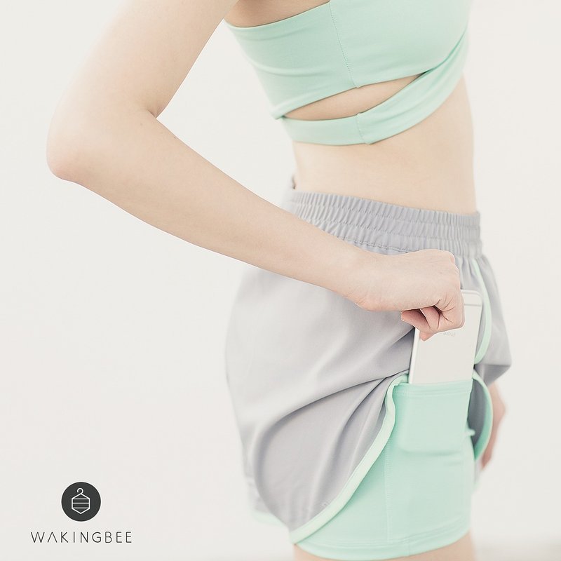 Buzz Runner Shorts - Grey Mint - กางเกงขายาว - เส้นใยสังเคราะห์ สีเทา