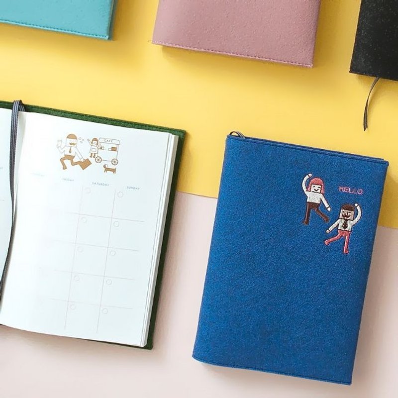 Dessin x Jstory-手帳年曆-Hello毛氈電繡無時效週誌-珠藍,JST31294 - 筆記簿/手帳 - 紙 藍色