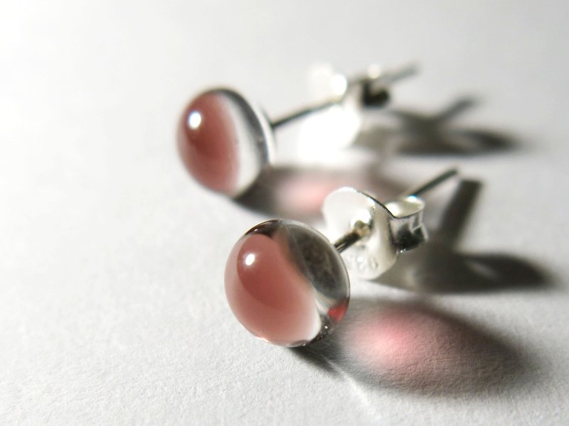 Yang Liuli sterling silver earrings / transparent wine red (ear acupuncture, Clip-On) - ต่างหู - แก้ว สีม่วง