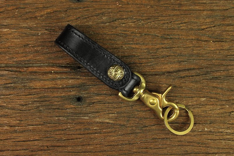 [METALIZE] carved buckle leather key ring (no punching) - ที่ห้อยกุญแจ - หนังแท้ สีดำ