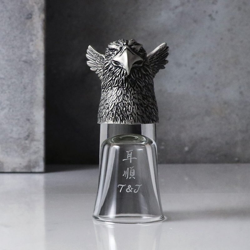[MSA spirit glass glass carving art] Japanese pure tin eagle lettering wine glass animal wine glass collection - Bar Glasses & Drinkware - Glass Gray