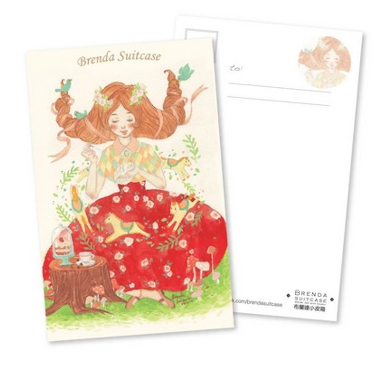 Merry Go Go Round / Illustration postcard - การ์ด/โปสการ์ด - กระดาษ สีแดง