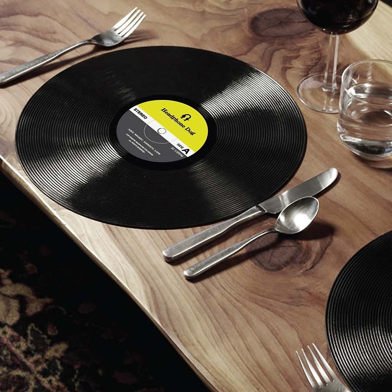 ブラック型コーヒーコースター/テーブルマット/プレースマット×2(2枚組) ミュージックデザイン交換ギフト - ランチョンマット - プラスチック 