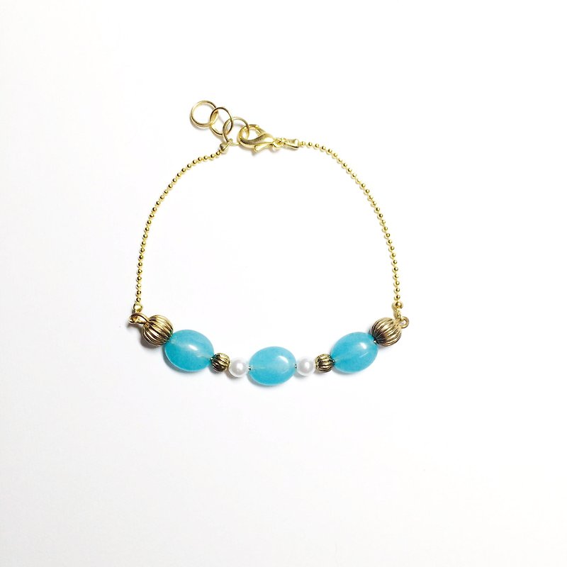 Dye blue and white jade line bracelet - Bracelets - Other Materials Blue