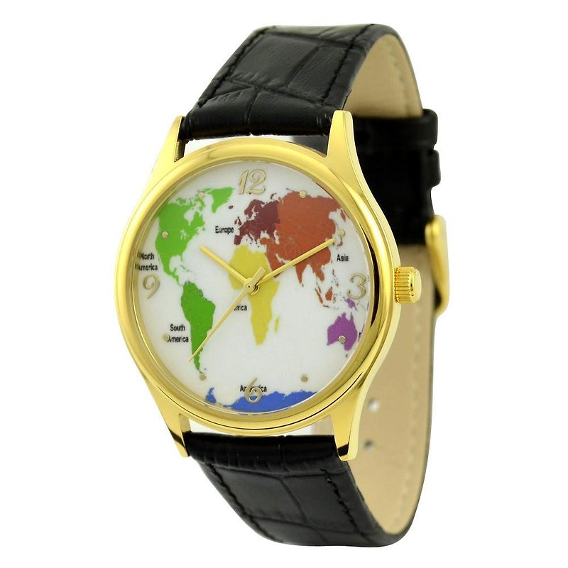 世界の地図はゴールドの腕時計 - 腕時計 - 金属 ゴールド
