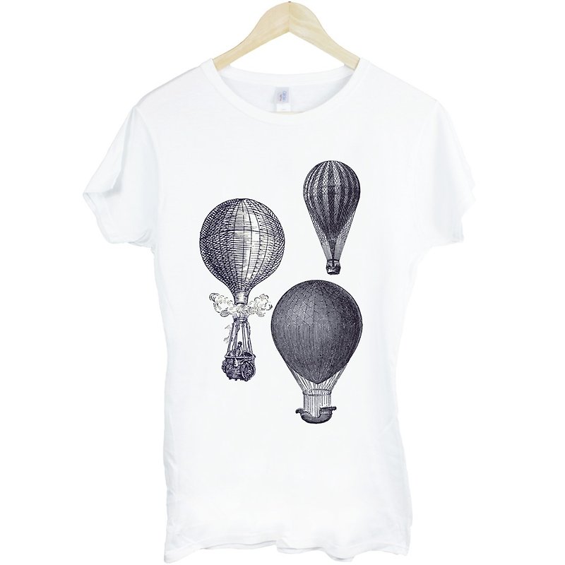 Hot Air Balloon Girls Short Sleeve T-Shirt-2 Color Hot Air Balloon Text Art Design Fashion Text Fashion Flying Travel Simple - Women's T-Shirts - Other Materials Multicolor