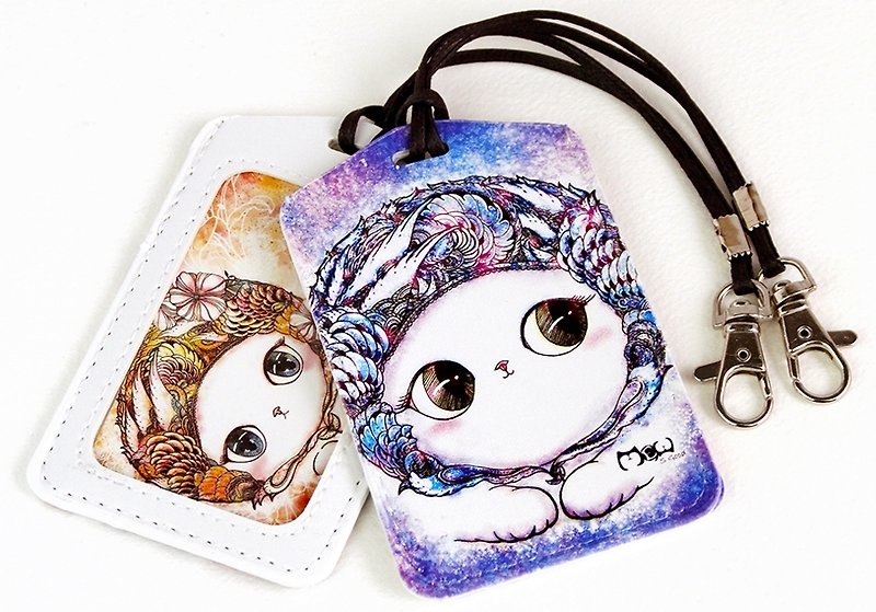 Lanyard Card Holder | Leisure Card Holder | Luggage Tag-Playful and Warm Cat - ID & Badge Holders - Plastic 