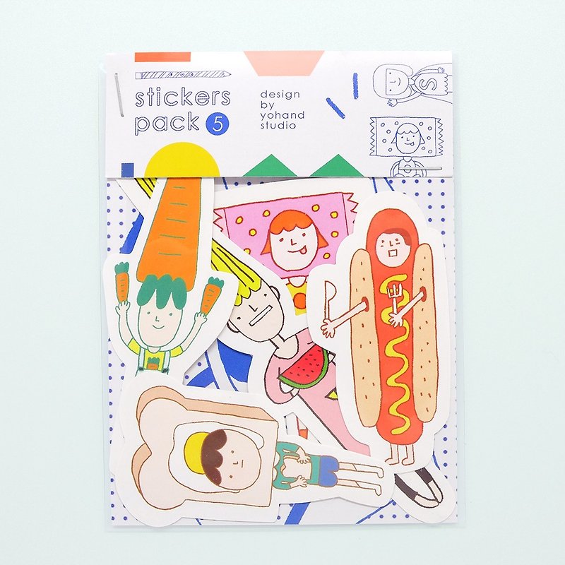 Food - Medium Sticker Set 2-5 - สติกเกอร์ - กระดาษ สีน้ำเงิน