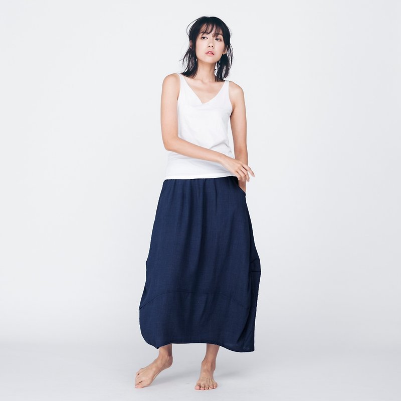 Cotton Yuanqun - Deep Blue - Dress - Skirts - Cotton & Hemp Blue