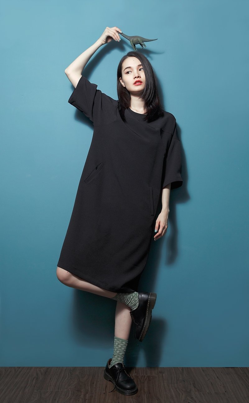 tan-tan / change sleeve dress - Black - One Piece Dresses - Other Materials Black
