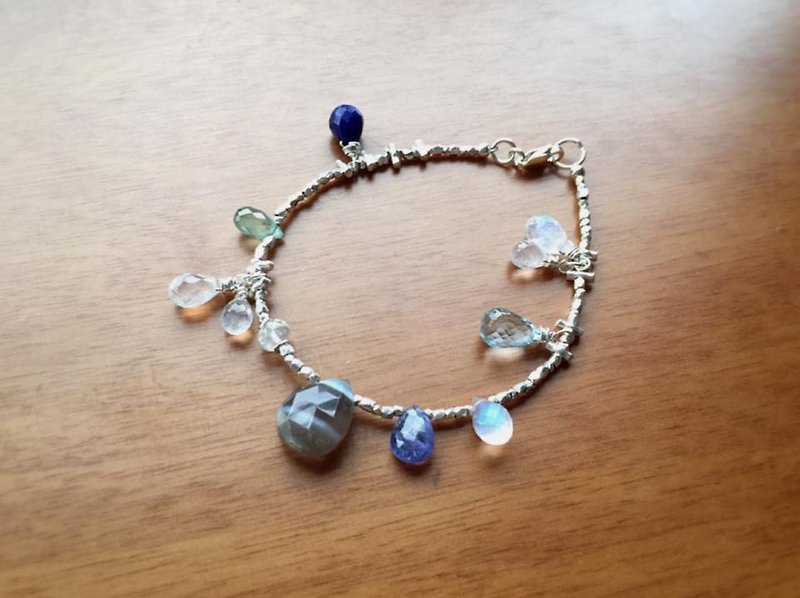 Journal ilk years / Dan Tanzanite, Moonstone, protein, more precious aquamarine silver bracelet - Bracelets - Gemstone 