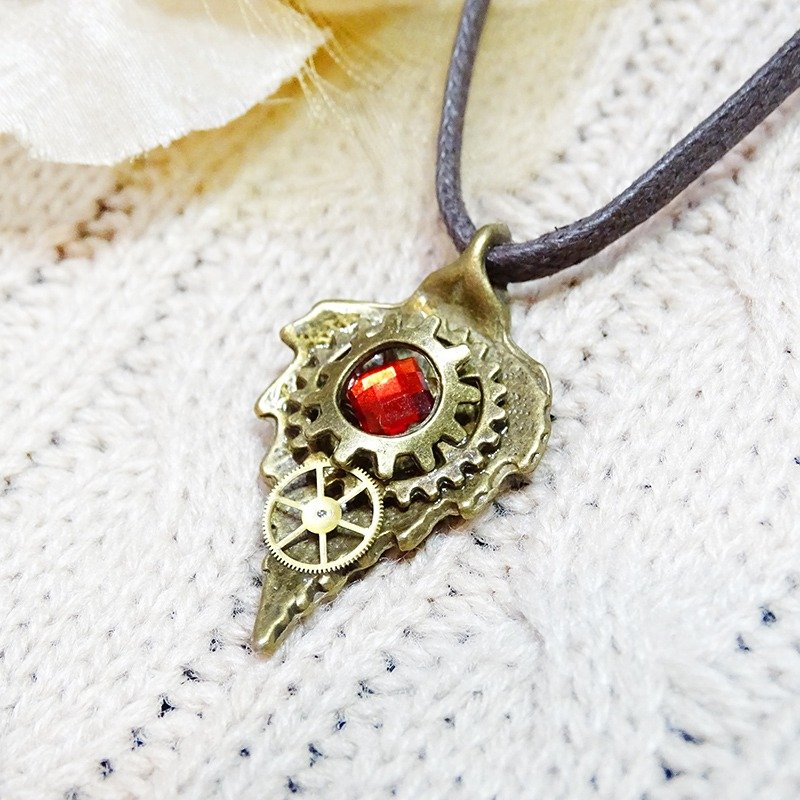 The vanes _ Necklace (red) _Steampunk - สร้อยคอ - โลหะ สีนำ้ตาล