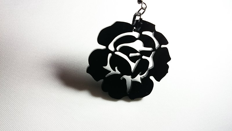Silhouette Series Black Rose Earrings Pair - Earrings & Clip-ons - Acrylic Black