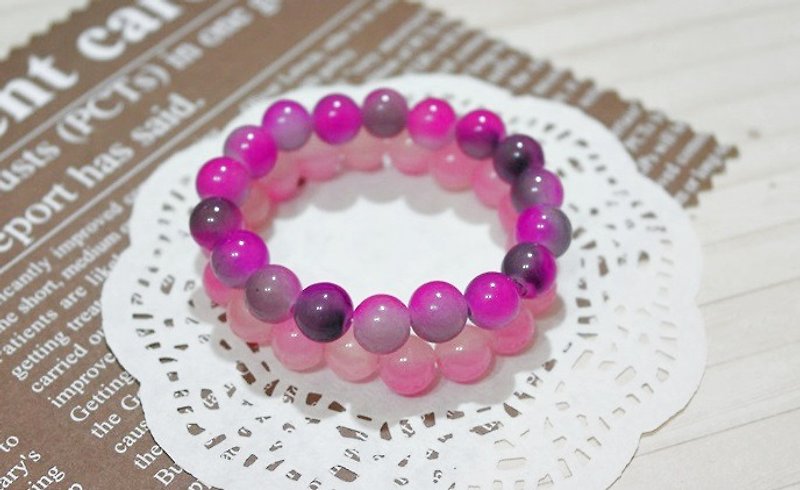 Natural stone elastic bracelet _ delicious peach (a set of X2) - Bracelets - Gemstone Pink