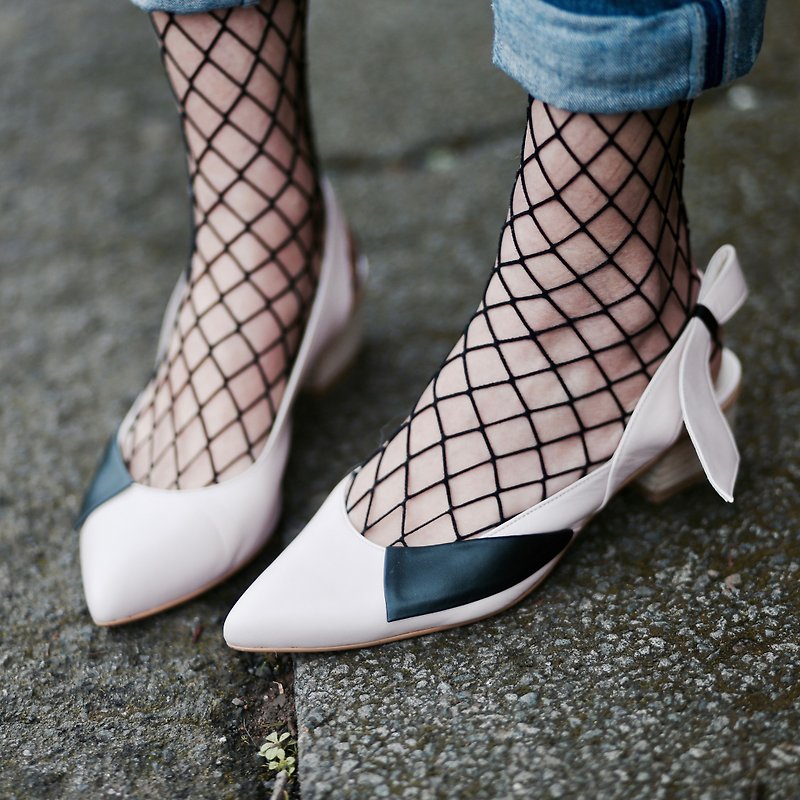 /The Deep/ Satyrichthys - Pink/Black - Special 3D modeling *Pointy-toe sandals* - รองเท้าหนังผู้หญิง - หนังแท้ สึชมพู