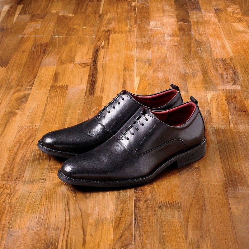 Vanger elegant and beautiful ‧ classic plain and elegant Oxford shoes Va182 classic black made in Taiwan - Men's Oxford Shoes - Genuine Leather Black