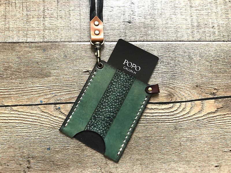 POPO │ forest green │ certificate sets. Business card sets │ real leather - ID & Badge Holders - Genuine Leather Green