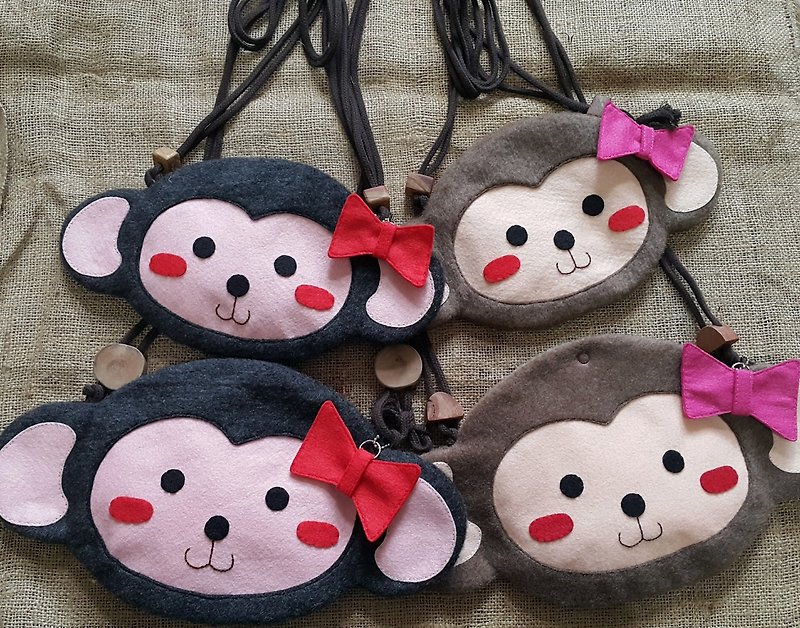 Mini bear hand made cute の mischievous small Q monkey small cloth bag large section. Small models two - Other - Other Materials 