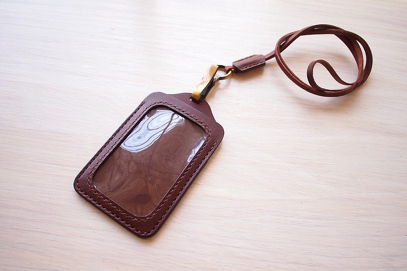 Brown leather badge sets of documents, paragraph A - Other - Genuine Leather Multicolor
