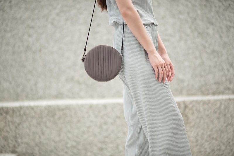 Nanting series bag/small round bag (gray coffee). backpack. crossbody bag. Clutch (three uses) - Clutch Bags - Other Materials Khaki