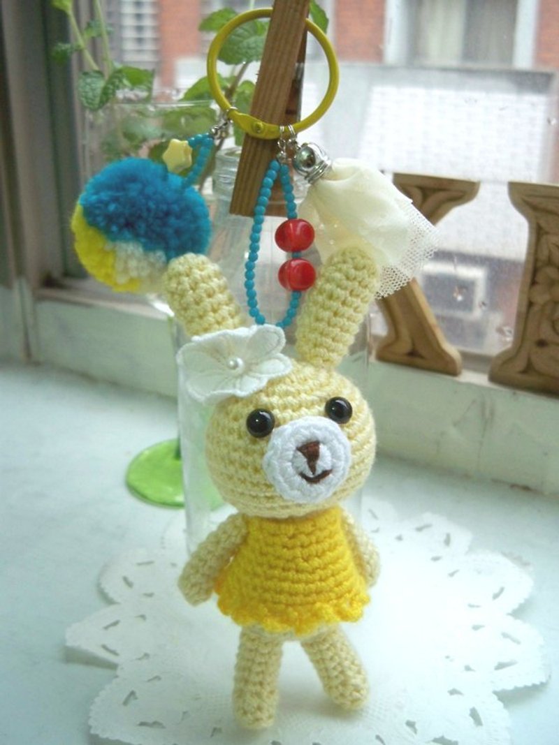 皮可兔-淺黃(亮黃洋裝) - 吊飾 - 其他材質 黃色